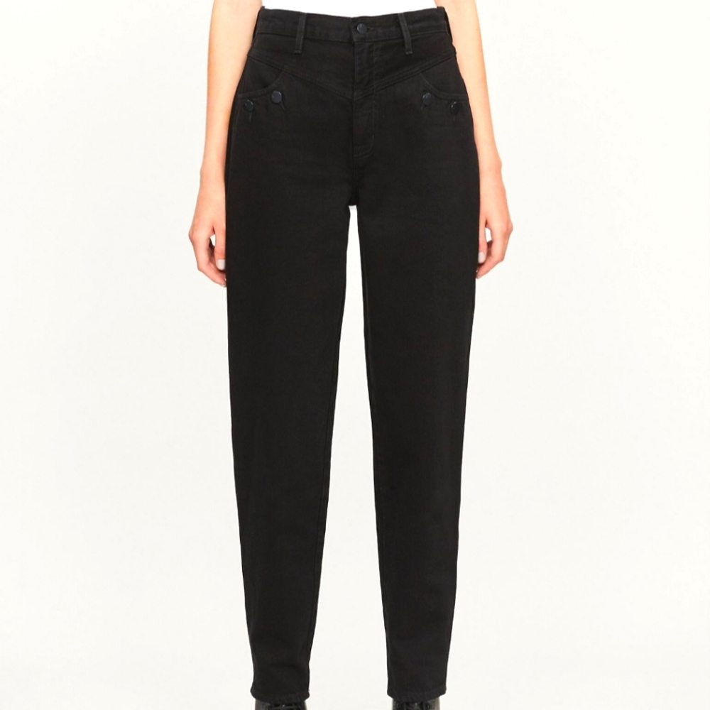 NWT J BRAND x ELSA HOSK Playday Black Super High Rise Straight Leg Jeans sz 28